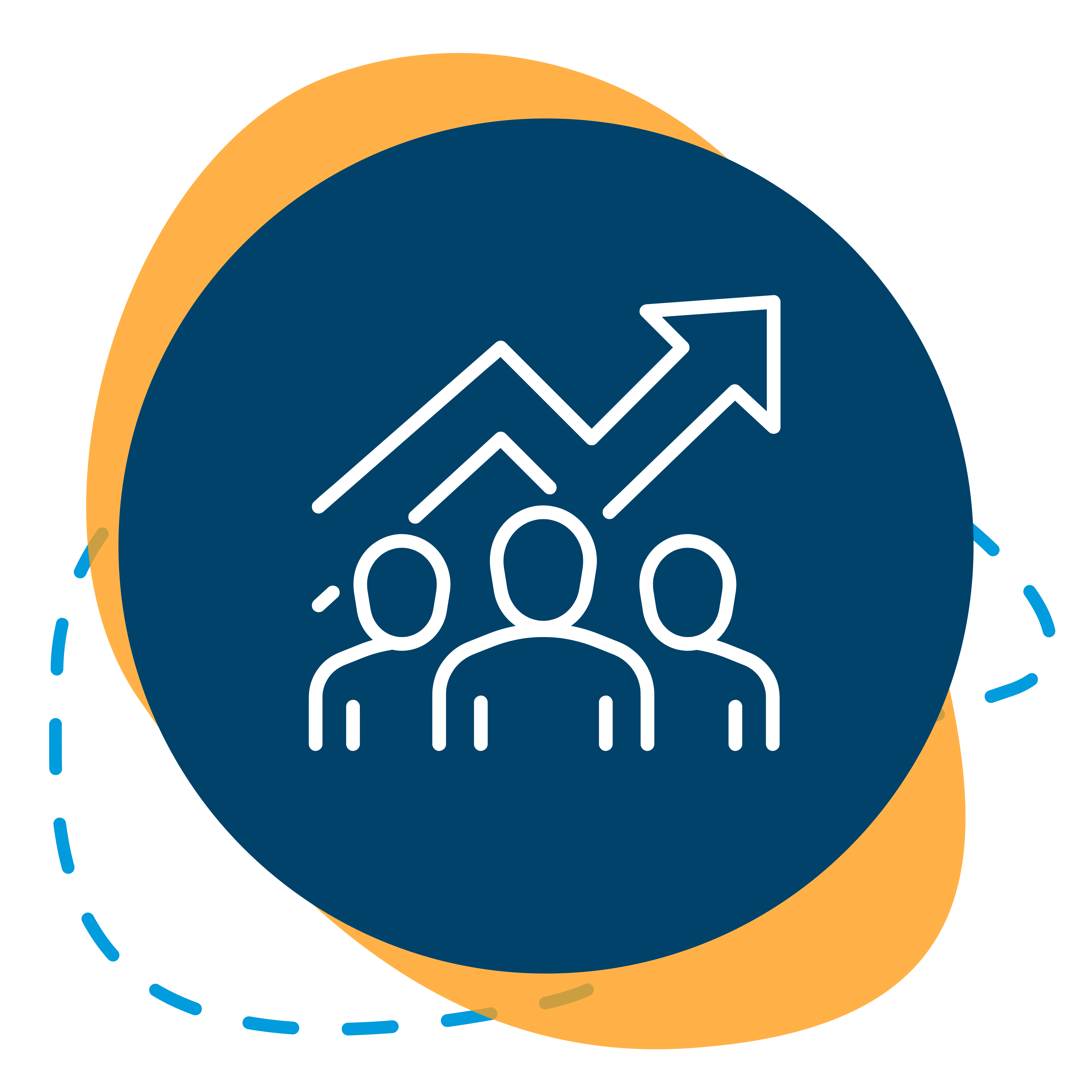 STREAMLINE OPERATIONS ICON: People in front of a arrow pointing up