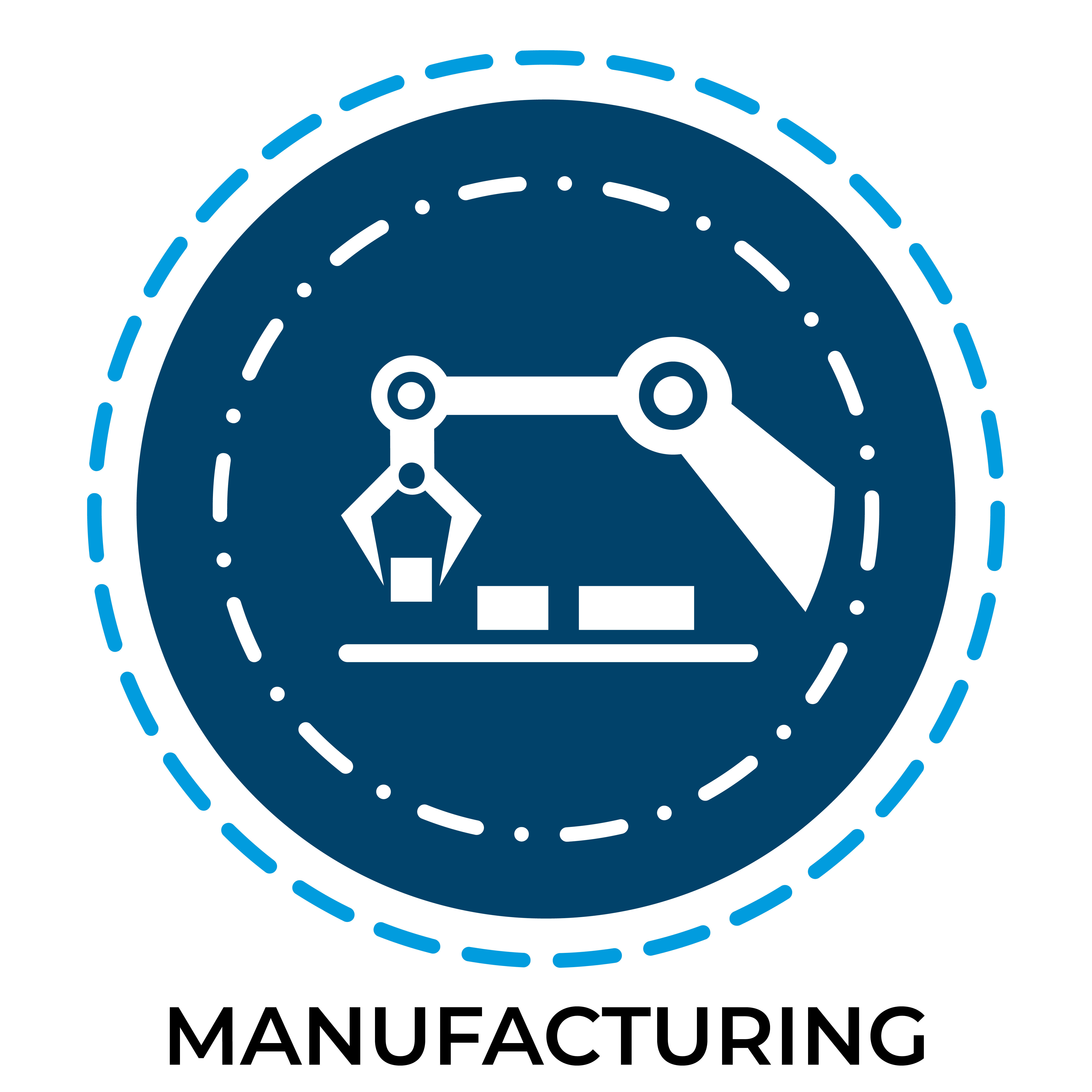 Icon Manufacturing: Mechanical arm placing boxes